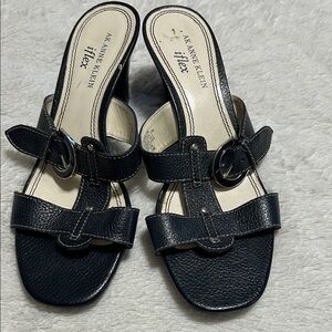 Anne Klein dark blue Leather Sandals